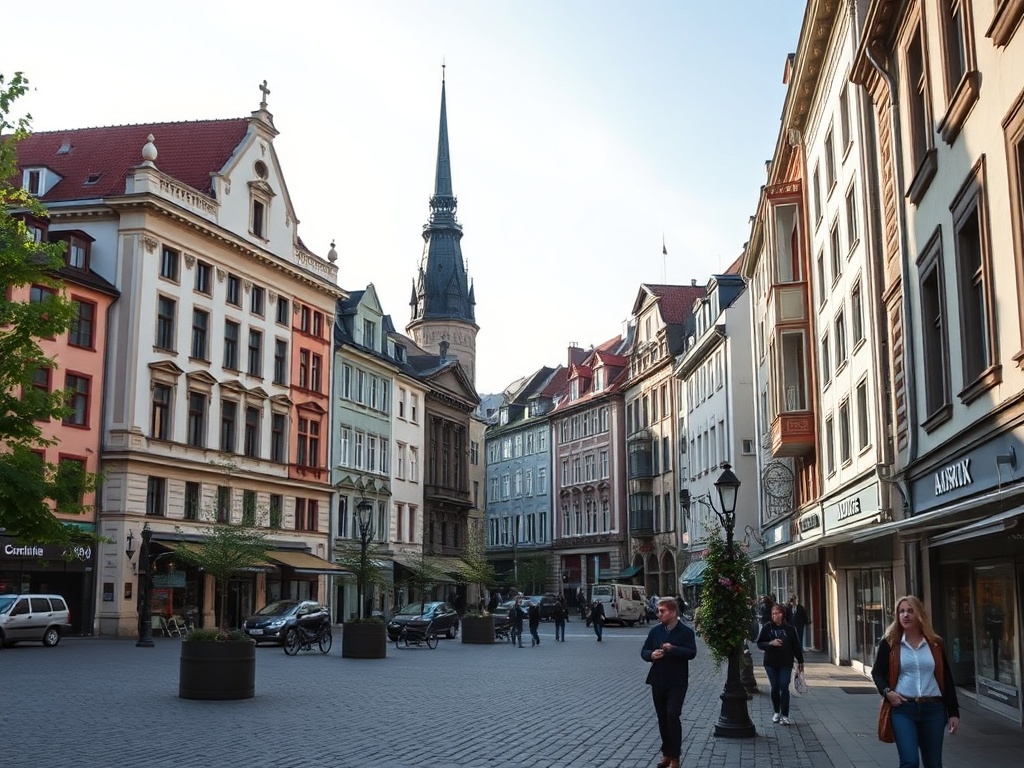 Ilustracja miasta Lublin z elementami sportowymi i symbolicznymi nawiązaniami do przyszłości